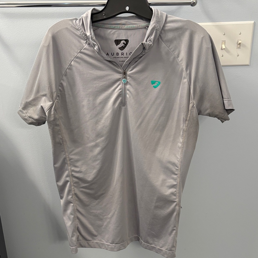 Aubrion Gray XL Short Sleeve Equestrian Shirt